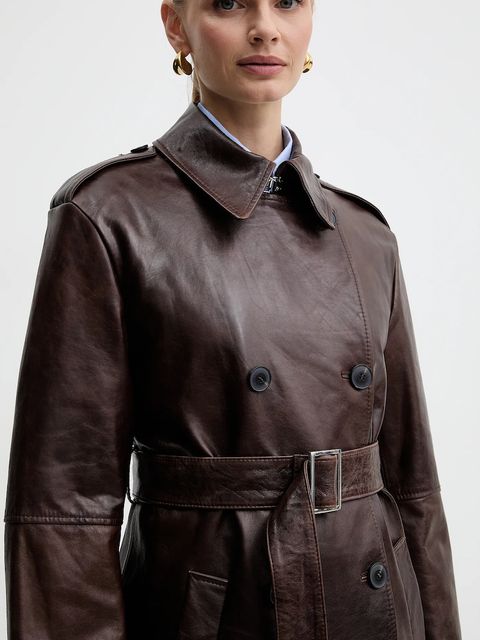 MAX&Co. płaszcz skórzany kolor brązowy 2526476013200