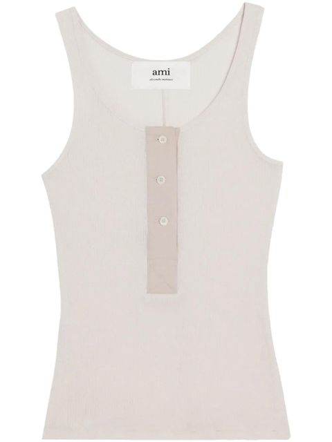 AMI Paris button-front cotton-rib tank top - Grey - zdjęcie produktu nr 1