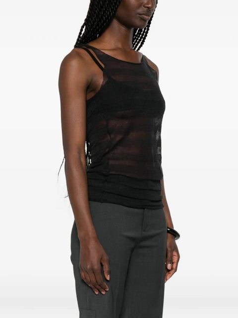 Paloma Wool Dino striped sheer tank top - Black