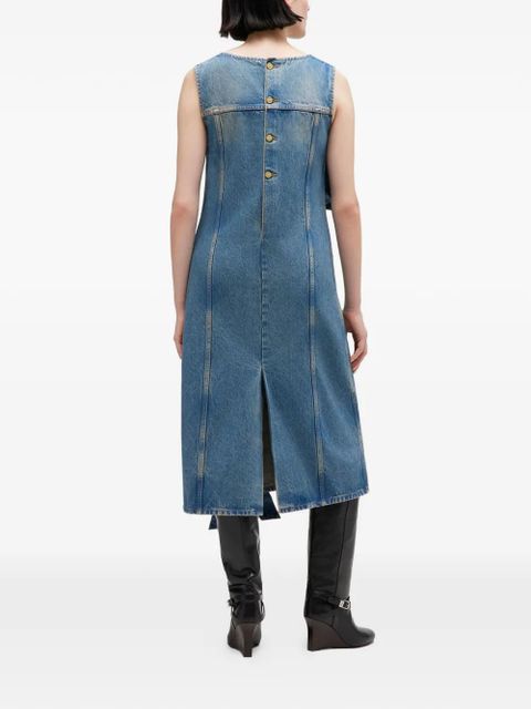 GANNI round-neck denim midi dress - Blue