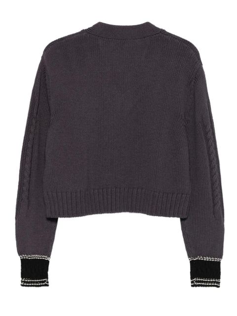 Alysi cable-knit v-neck sweater - Grey