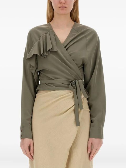 Alysi ruffle-detail wrap top - Green - zdjęcie produktu nr 1