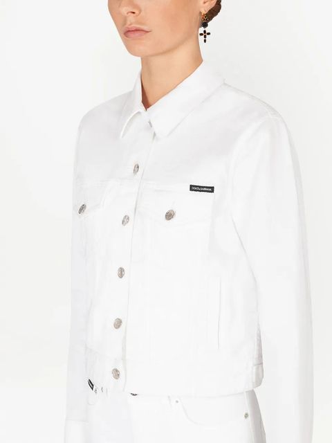 Dolce & Gabbana logo-appliqué denim jacket - White