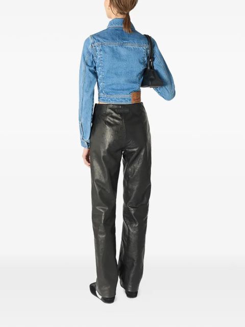 Marine Serre Moon-print cropped denim jacket - Blue - zdjęcie produktu nr 2