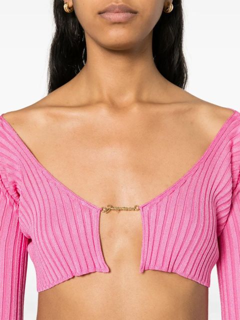 Jacquemus La Maille ribbed shrug cardigan - Pink