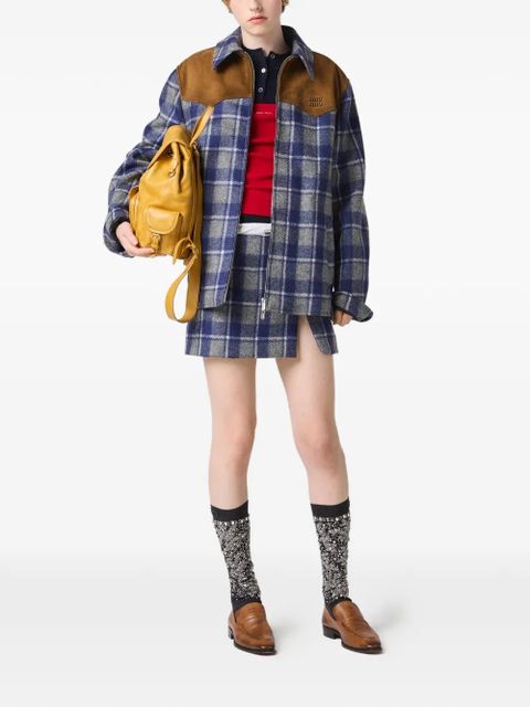 Miu Miu check-pattern jacket - Blue - zdjęcie produktu nr 2