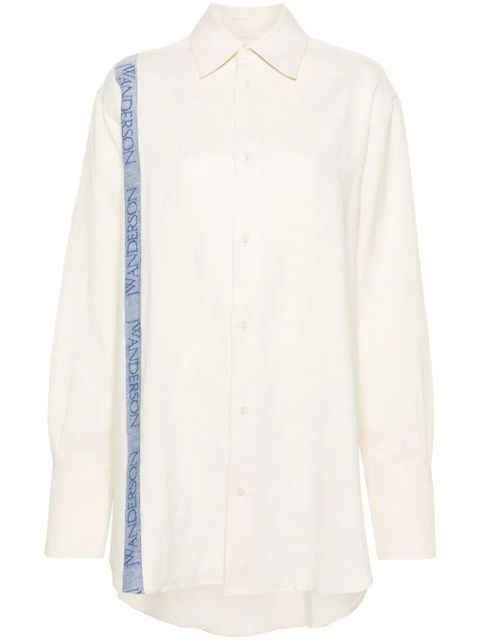 JW Anderson logo-stripe cotton blend shirt - Neutrals - zdjęcie produktu nr 1