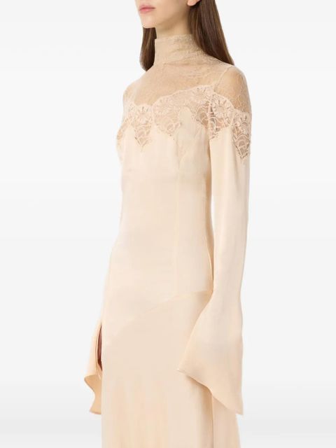 Blumarine lace-detail midi dress - Neutrals