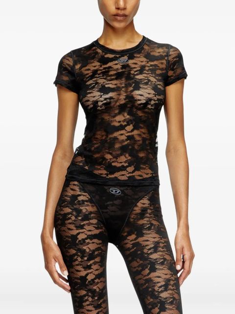 Diesel lace-embroidered t-shirt - Black