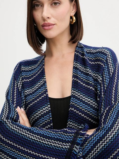 Missoni poncho wełniane kolor granatowy MA9EWODA413