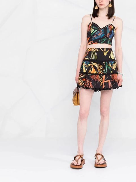 Charo Ruiz Ibiza motif-print cropped top - Black - zdjęcie produktu nr 2