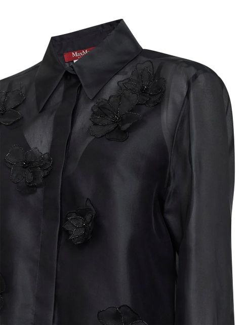 Max Mara organza flowers beaded shirt - Black