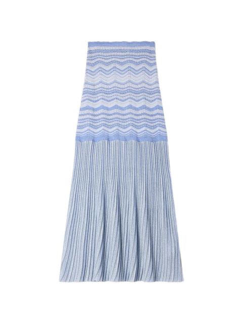 SANDRO chevron pleated knitted skirt - Blue - zdjęcie produktu nr 1
