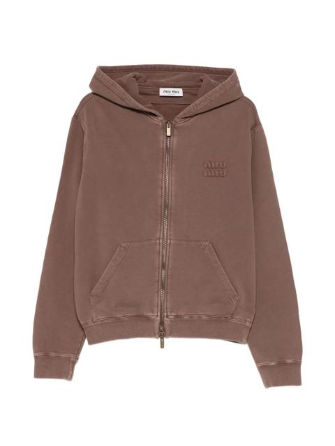 Miu Miu embroidered zip hoodie - Brown - zdjęcie produktu nr 1