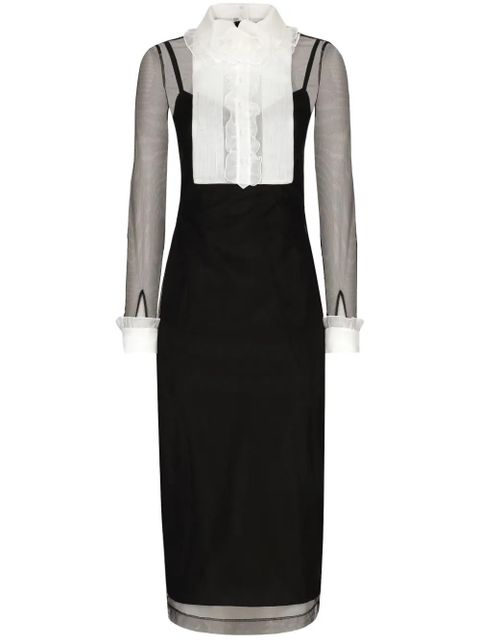 Dolce & Gabbana ruffled bib-collar midi dress - Black - zdjęcie produktu nr 1