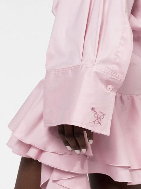 Blumarine dropped-waist ruffled shirtdress - Pink