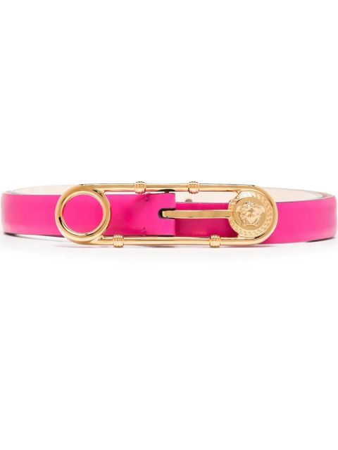 Versace safety pin-detail leather belt - Pink