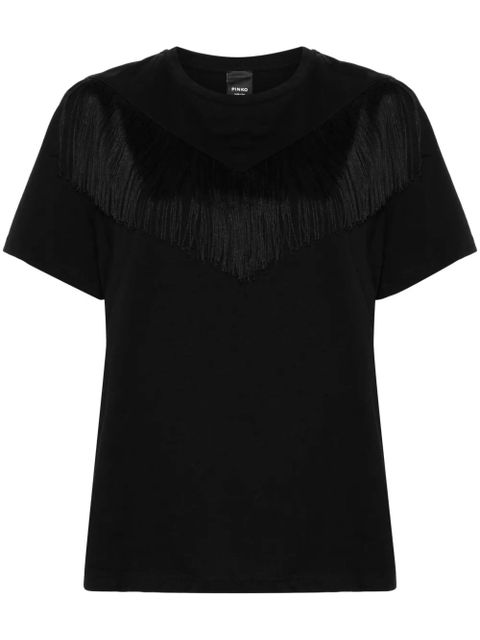 PINKO Under World fringe-detailed T-shirt - Black - zdjęcie produktu nr 1