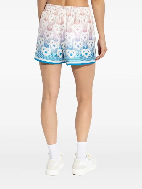 Casablanca monogram-print silk shorts - Blue