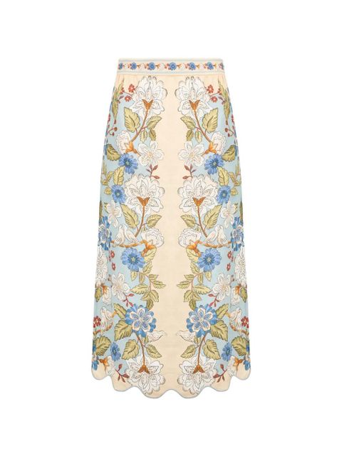 FARM Rio floral midi skirt - Blue - zdjęcie produktu nr 1