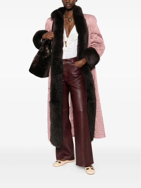 Chloé shearling-trim quilted coat - Pink