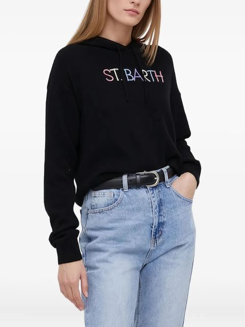 MC2 Saint Barth logo-embroidered hoodie - Black - zdjęcie produktu nr 1