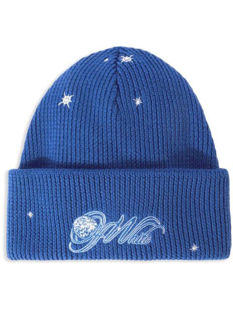 Off-White embroidered wool beanie - Blue - zdjęcie produktu nr 1