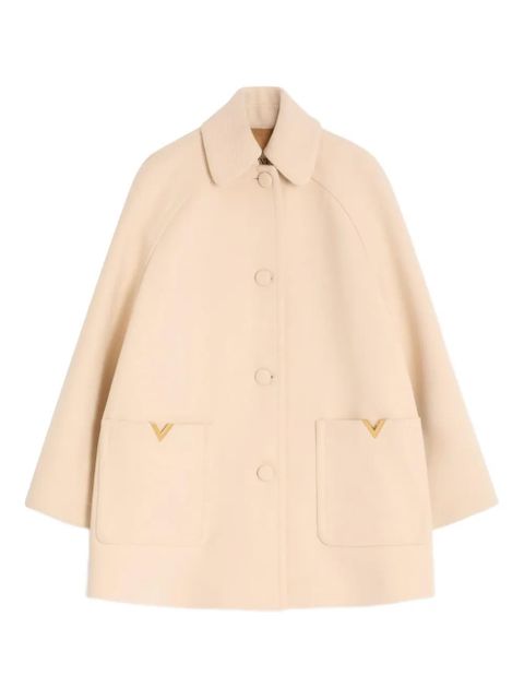 Valentino Garavani V-detail wool peacoat - Neutrals - zdjęcie produktu nr 1