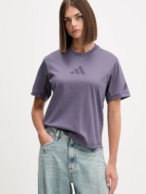 adidas t-shirt bawełniany adidas x Z.N.E damski kolor fioletowy JW7755 - zdjęcie produktu nr 1