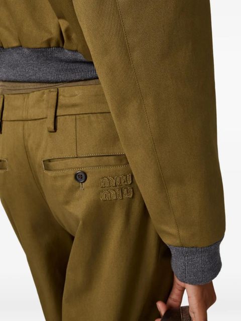 Miu Miu logo-embroidered trousers - Green