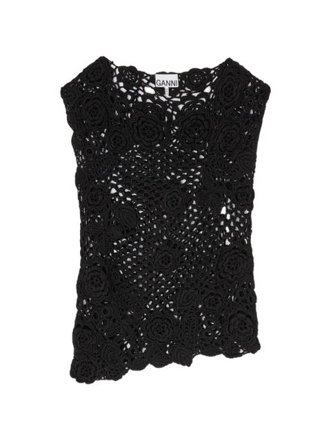 GANNI crochet floral top - Black - zdjęcie produktu nr 1