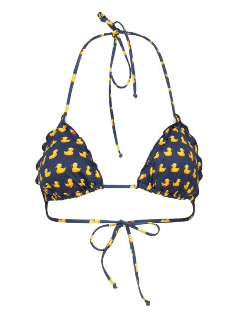 MC2 Saint Barth Sagittarius rubber-ducky ruffled bikini top - Blue