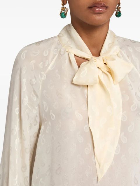 ETRO paisley-jacquard silk blouse - Neutrals