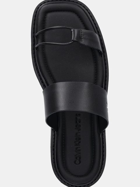 Calvin Klein Jeans klapki skórzane ROPE SANDAL SOFT LTH MG damskie kolor czarny YW0YW01864