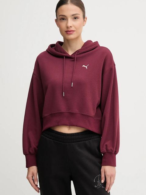 Puma bluza damska kolor bordowy z kapturem gładka 629746 - zdjęcie produktu nr 1