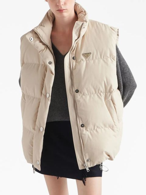 Prada logo-plaque padded vest - White