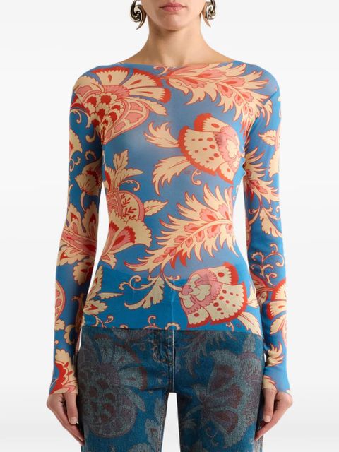 ETRO floral-motif long-sleeve top - Blue - zdjęcie produktu nr 2