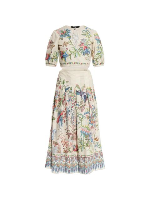 ETRO floral-print cut-out midi dress - Neutrals - zdjęcie produktu nr 1