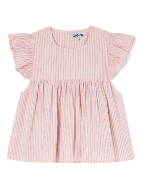 GANNI ruffled striped top - Pink - zdjęcie produktu nr 1