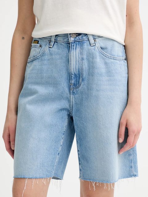 G-Star szorty jeansowe damskie kolor niebieski gładkie high waist D26268-D932 - zdjęcie produktu nr 1