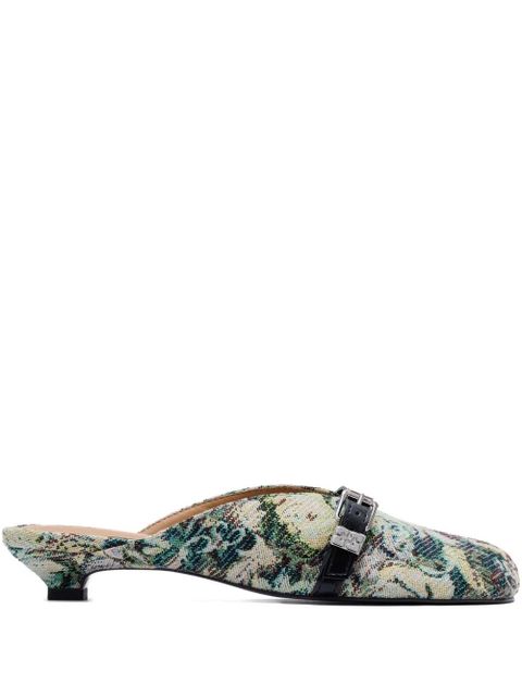 GANNI tapestry kitten heeled mules - Green - zdjęcie produktu nr 1
