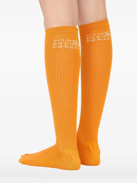 MM6 Maison Margiela ribbed logo socks - Orange