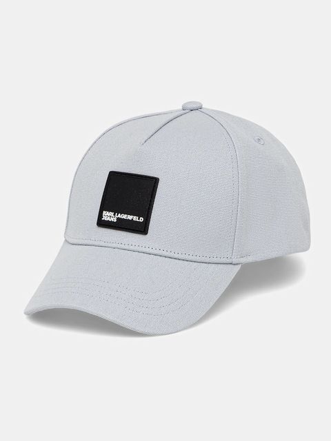 Karl Lagerfeld Jeans czapka z daszkiem bawełniana kolor szary gładka A1M33001 - zdjęcie produktu nr 1