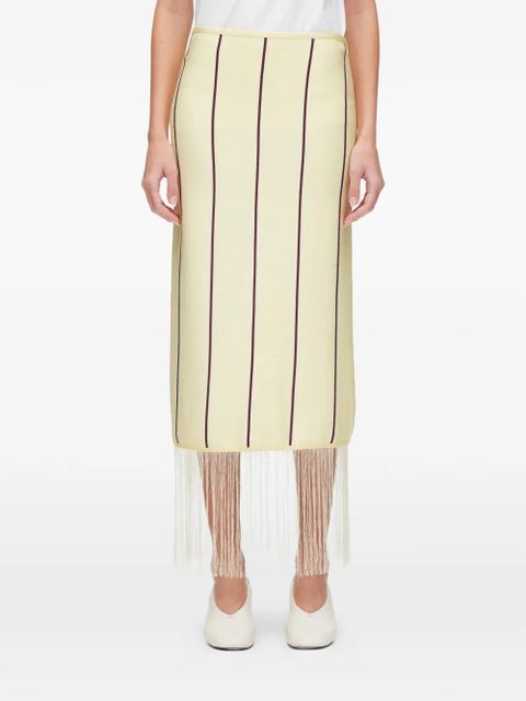 3.1 Phillip Lim striped fringe midi skirt - Yellow