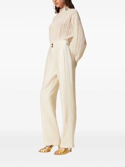 TWINSET satin-panelled trousers - White