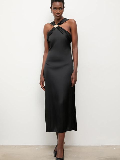 Answear.LAB sukienka kolor czarny midi prosta - zdjęcie produktu nr 1