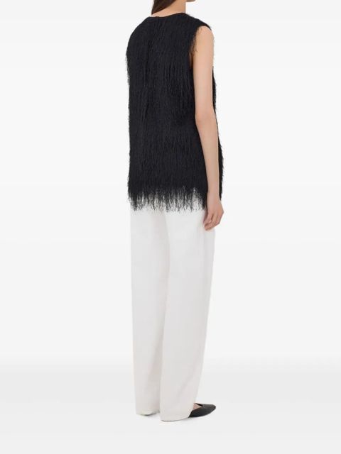LouLou de Saison Yasmin fringed sleeveless vest - Black
