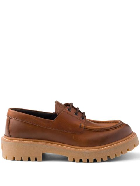 Prada 45mm lace-up leather loafers - Brown - zdjęcie produktu nr 1