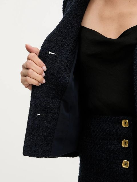 Luisa Spagnoli marynarka z domieszką wełny kolor granatowy jednorzędowa gładka 542245