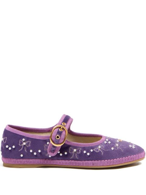 Valentino Garavani Endouce velvet Mary-Jane ballet flats - Purple - zdjęcie produktu nr 1